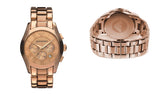 Emporio Armani Valente Chronograph Rose Gold Dial Rose Gold Steel Strap Watch For Men - AR0365