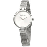 Calvin Klein Authentic Silver Dial Silver Mesh Bracelet Watch for Women - K8G23126