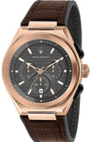 Maserati Triconic Chronograph Grey Dial Brown Leather Strap Watch For Men - R8871639003