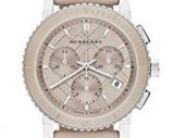 Burberry The City Chronograph Rose Gold Dial Beige Leather Strap Watch For Women - BU9702