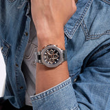 Guess Edge Chronograph Black Dial Silver Steel Strap Watch For Men - GW0539G1