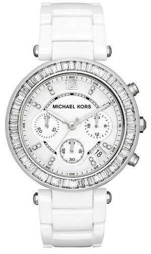 Michael Kors Parker White Dial White Leather Strap Watch for Women - MK5848