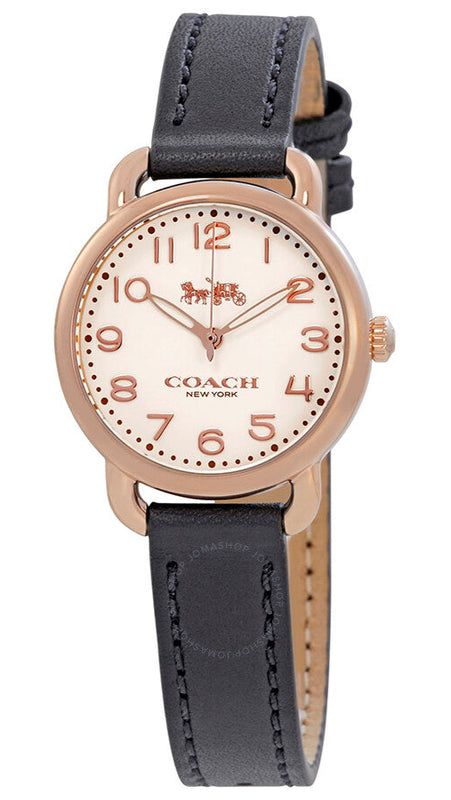Coach Delancey Ivory Dial Navy Blue Leather Watch For Women - 14502749