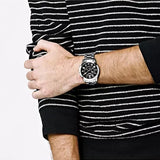 Fossil Grant Chronograph Black Dial Silver Steel Strap Watch for Men - FS4736