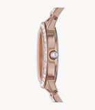 Fossil Jesse Crystal Rose Gold Dial Rose Gold Steel Strap Watch for Women - ES3020