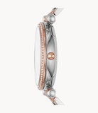 Fossil Carlie Silver Dial Two Tone Steel Strap Watch for Women - ES4342