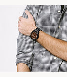 Fossil Nate Chrongraph Ion Plated Black Dial Black Steel Strap Watch for Men - JR1356