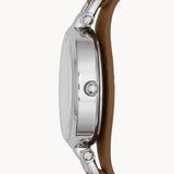 Fossil Georgia White Dial Brown Leather Strap Watch for Women - ES3060