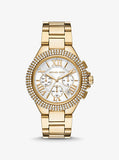 Michael Kors Camille Silver Diamonds Dial Gold Steel Strap Watch for Women - MK5756