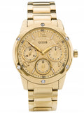 Guess Crystal Multifunction Gold Dial Gold Steel Strap Watch for Women - W0778L2