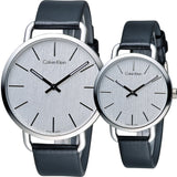 Calvin Klein Even White Dial Black Leather Strap Watch for Women - K7B211C6