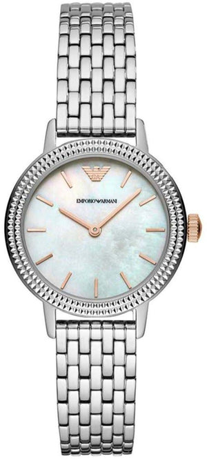 Emporio Armani Interchangeable Mother of Pearl Dial Silver Steel Strap Watch For Women - AR80020