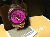 Michael Kors Runway Pink Dial Rose Gold Steel Strap Watch for Women - MK5931