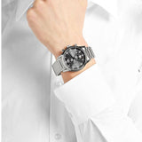 Hugo Boss Aeroliner Chronograph Black Dial Silver Steel Strap Watch for Men - 1513181