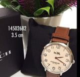 Coach Slim Easton White Dial Brown Leather Strap Watch for Women - 14502682