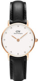 Daniel Wellington Classy Sheffield White Dial Black Leather Strap Watch For Women - DW00100060