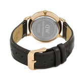 Daniel Wellington Dapper York White Dial Brown Leather Strap Watch For Women - DW00100093
