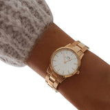 Daniel Wellington Iconic Link White Dial Rose Gold Steel Strap Watch For Women - DW00100211