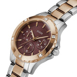Guess Mist Analog Maroon Dial Two Tone Steel Strap Watch For Women - GW0723L2
