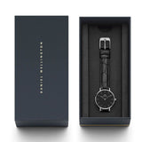 Daniel Wellington Classic Petite Reading Black Dial Black Leather Strap Watch For Women - DW00100179
