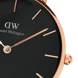 Daniel Wellington Classic Petite York Black Dial Brown Leather Strap Watch For Women - DW00100170