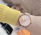 Michael Kors Jayne Three Hand Rose Gold Dial White Leather Strap Watch For Women - MK7128