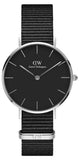 Daniel Wellington Classic Petite Cornwall Black Dial Black NATO Strap Watch For Women - DW00100216