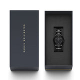 Daniel Wellington Iconic Link Ceramic Black Dial Black Steel Strap Watch For Women - DW00100415