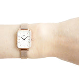 Daniel Wellington Quadro Melrose White Dial Gold Mesh Strap Watch For Women - DW00100431