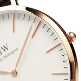 Daniel Wellington Classic York White Dial Brown Leather Strap Watch For Men - DW00100011