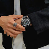 Diesel Mega Chief Chronograph Black Dial Black Mesh Bracelet Watch For Men - DZ4514