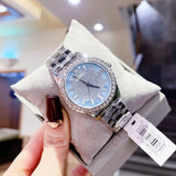 Guess Glitter Burst Diamonds Blue Dial Silver Steel Strap Watch for Women - GW0405L1
