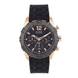 Guess Caliber Chronograph Black Dial Black Rubber Strap Watch for Men  - W0864G2