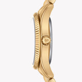 Michael Kors Lexington Three Hand Blue Dial Gold Steel Strap Watch for Women - MK4813