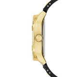 Guess Duchess Crystals Gold Dial Black Silicon Strap Watch For Women - GW0619L2