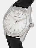 Emporio Armani Analog White Dial Black Leather Strap Watch For Women - AR6026