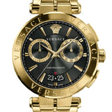Versace Aion Chronograph Black Dial Gold Steel Strap Watch For Men - VE1D01721