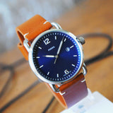 Fossil Commuter Blue Dial Blue Leather Strap Watch for Men - FS5325
