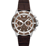 Emporio Armani Diver Chronograph Brown Dial Brown Leather Strap Watch For Men - AR11486