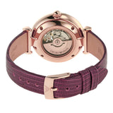 Emporio Armani Meccanico Automatic Silver Dial Red Leather Strap Watch For Women - AR60044