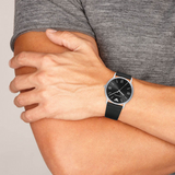 Emporio Armani Kappa Analog Quartz Black Dial Black Leather Strap Watch For Men - AR11013