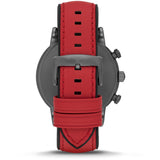 Emporio Armani Luigi Chronograph Black Dial Red Leather Strap Watch For Men - AR1971