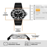 Emporio Armani Sea Explorer Automatic Black Dial Black Silicone Strap Watch For Men - AR60078