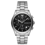 Emporio Armani Paolo Chronograph Black Dial Silver Steel Strap Watch For Men - AR11602