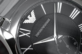 Emporio Armani Valente Quartz Black Dial Silver Steel Strap Watch For Men - AR11086