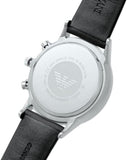 Emporio Armani Giovanni Chronograph Black Dial Black Leather Strap Watch For Men - AR11431
