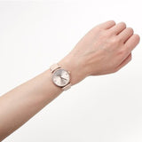 Emporio Armani Gianni T-Bar Quartz Rose Gold Dial Pink Leather Strap Watch For Women - AR11001