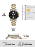 Fossil Blue Dive Three Hand Black Dial Two Tone Steel Strap Watch For Women - ES5349
