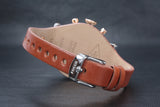 Fossil Boyfriend Chronograph White Dial Brown Leather Strap Watch for Women - ES3837