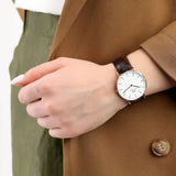 Daniel Wellington Classic York White Dial Brown Leather Strap Watch For Women - DW00100038